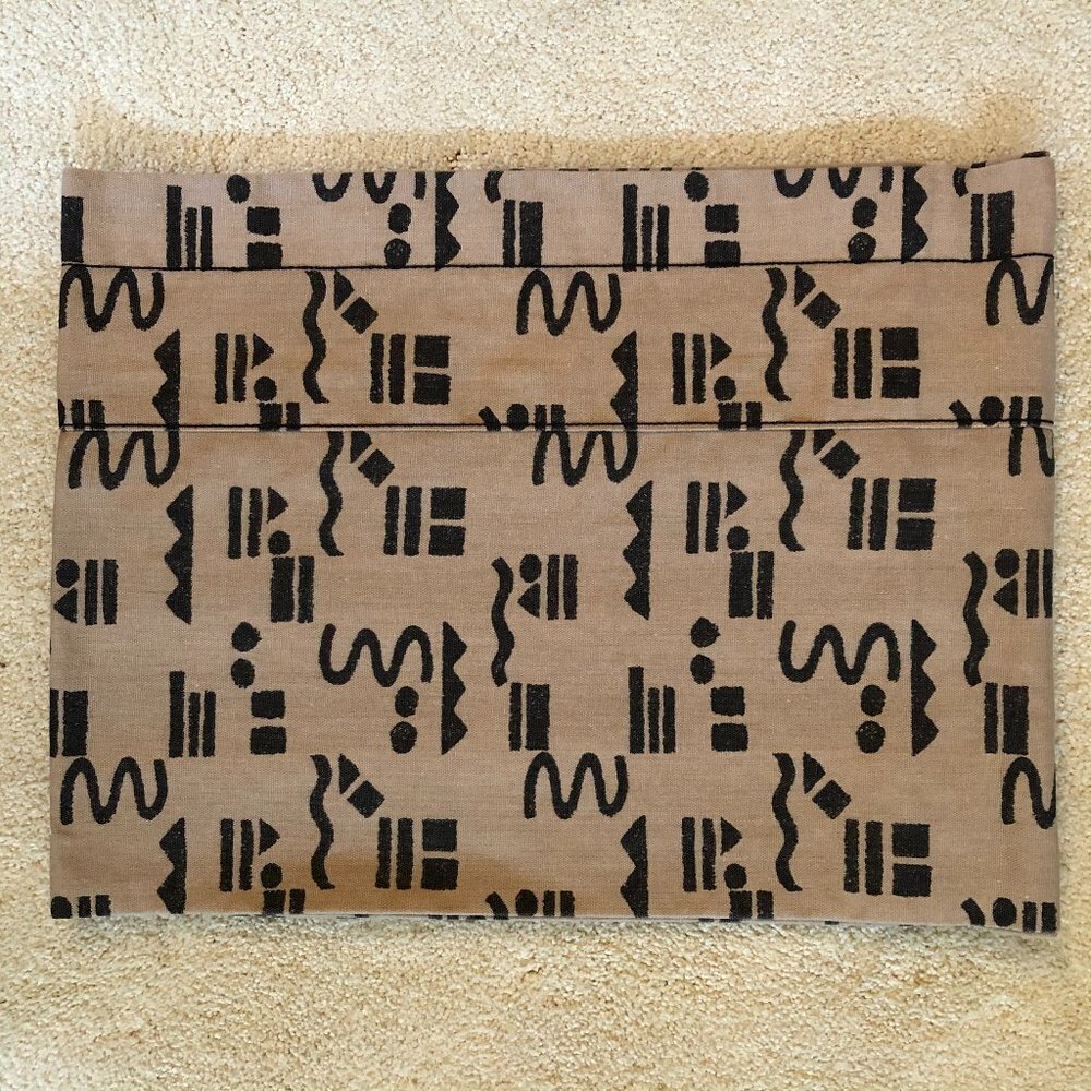 Vintage Custom Made Window Treatment Valance Abstract Print Tan + Black Sz OS